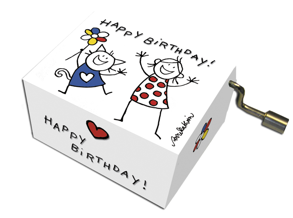 Fridolin Spieluhr Happy Birthday Mit Katze - Musikbox Mit Holzresonanz